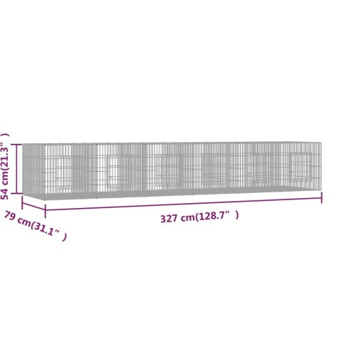  Klatka dla królika, 6 paneli, 327x79x54cm, galwanizowane żelazo