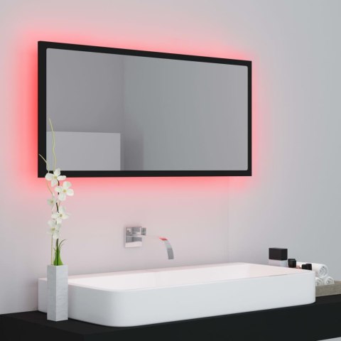  Lustro łazienkowe z LED, czarne, 90x8,5x37 cm, akryl