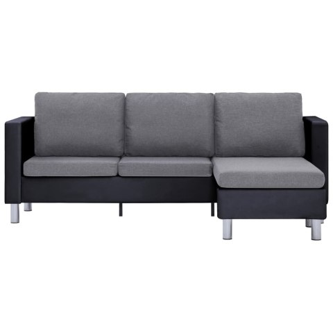  3-osobowa sofa z poduszkami, czarna, sztuczna skóra