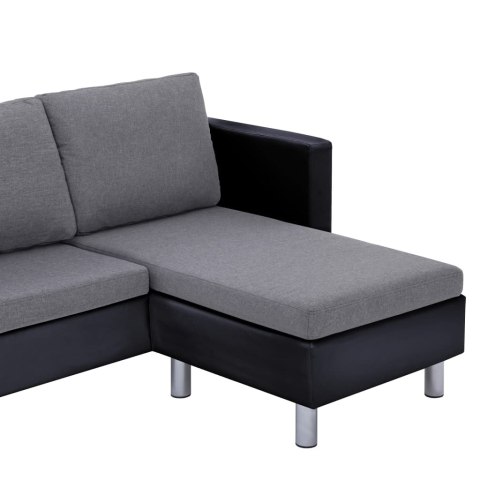  3-osobowa sofa z poduszkami, czarna, sztuczna skóra