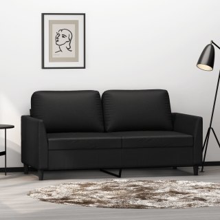  2-osobowa sofa, czarna, 140 cm, sztuczna skóra