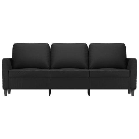  3-osobowa sofa, czarna, 180 cm, obita sztuczną skórą