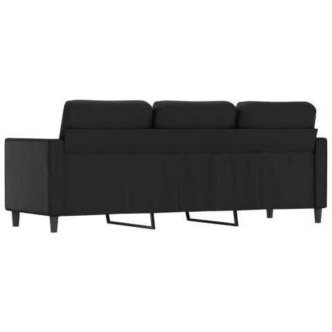  3-osobowa sofa, czarna, 180 cm, obita sztuczną skórą