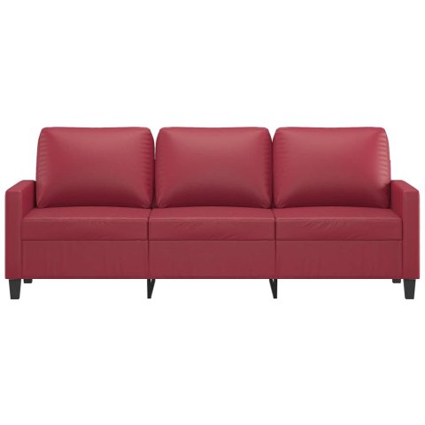  3-osobowa sofa, winna czerwień, 180 cm, sztuczna skóra