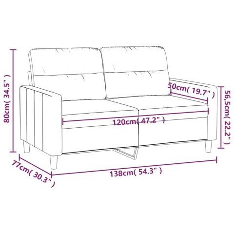  Sofa 2-osobowa, kolor taupe, 120 cm, tapicerowana tkaniną