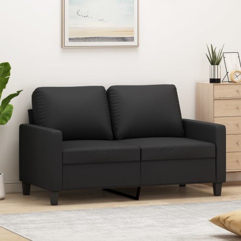  2-osobowa sofa, czarna, 120 cm, sztuczna skóra