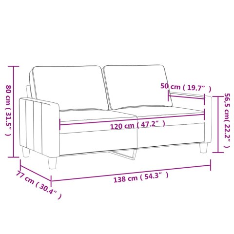  2-osobowa sofa, czarna, 120 cm, sztuczna skóra