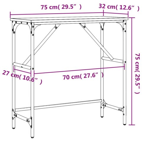  Stolik konsolowy, czarny, 75x32x75 cm, materiał drewnopochodny