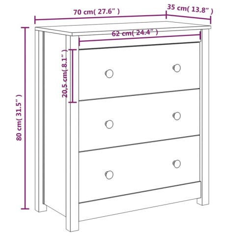  Szafka, 70x35x80 cm, lite drewno sosnowe