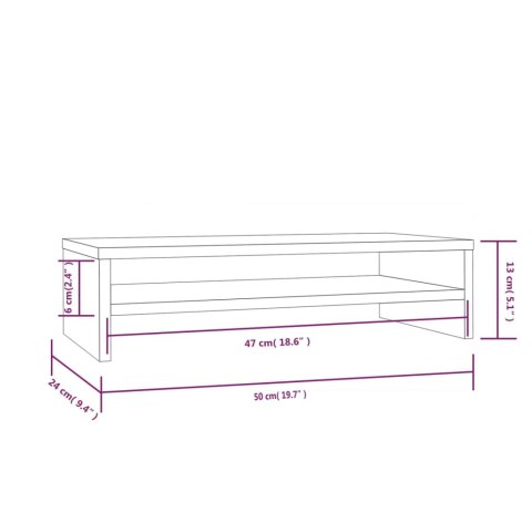  Podstawka na monitor, 50x24x13 cm, lite drewno sosnowe