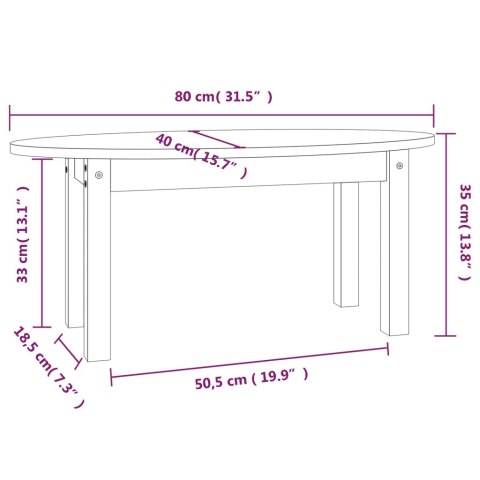  Stolik kawowy, 80x40x35 cm, lite drewno sosnowe