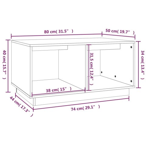  Stolik kawowy, 80x50x40 cm, lite drewno sosnowe