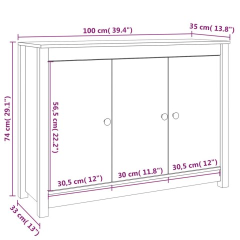  Szafka, 100x35x74 cm, lite drewno sosnowe