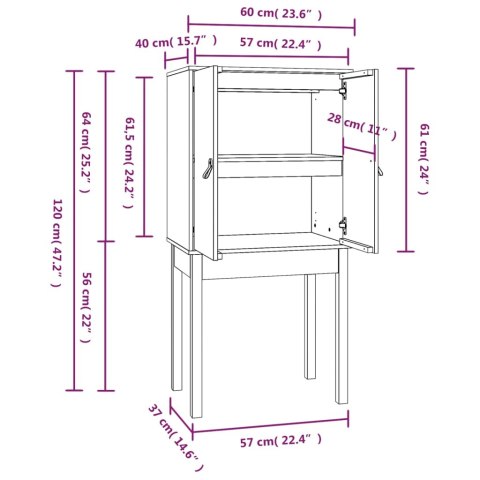  Szafka, 60x40x120 cm, lite drewno sosnowe