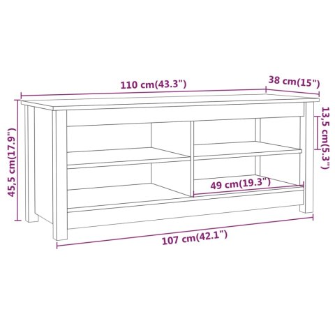  Szafka na buty, 110x38x45,5 cm, lite drewno sosnowe