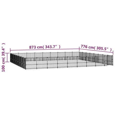  Kojec dla psa na zewnątrz, stalowy, 67,74 m²