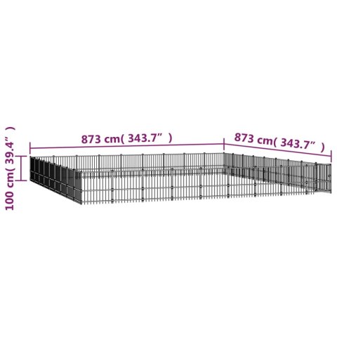  Kojec dla psa na zewnątrz, stalowy, 76,21 m²