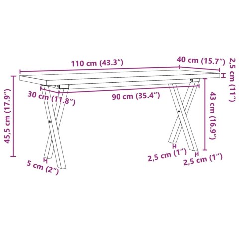  Stolik kawowy z nogami w kształcie litery X, 110x40x45,5 cm