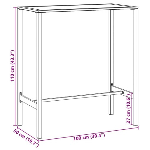  Stolik barowy, czarny, 100x50x110 cm, malowana proszkowo stal