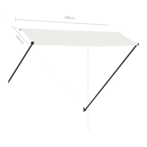  Markiza zwijana z LED, 300 x 150 cm, kremowa