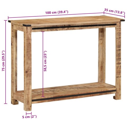  Stolik konsolowy, 100x35x75 cm, lite drewno mango