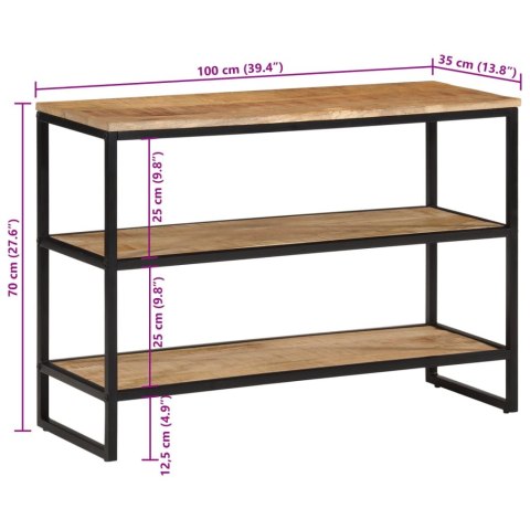  Stolik konsolowy, 100x35x70 cm, surowe lite drewno mango