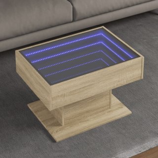  Stolik kawowy z LED, dąb sonoma, 70x50x45 cm