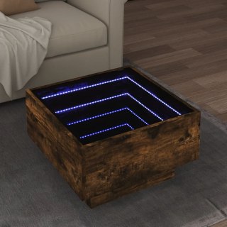  Stolik kawowy z LED, przydymiony dąb, 50x50x30 cm