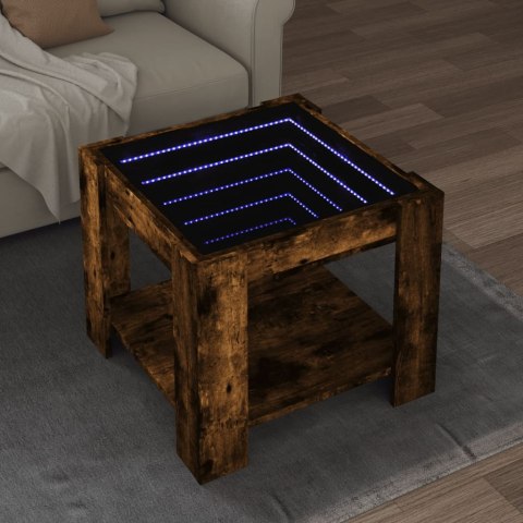  Stolik kawowy z LED, przydymiony dąb, 53x53x45 cm