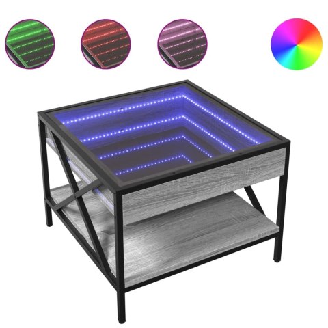  Stolik kawowy z LED Infinity, szary dąb sonoma, 50x50x38 cm