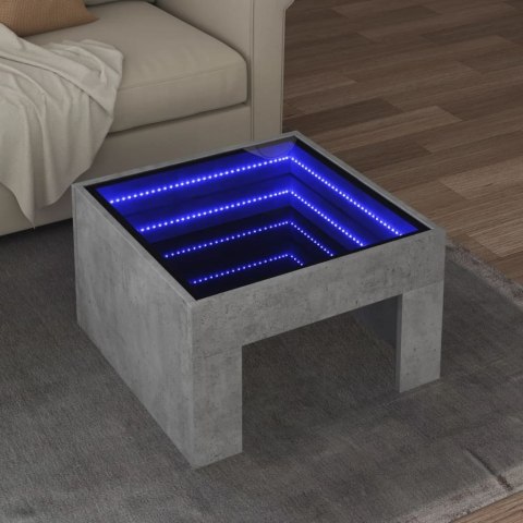  Stolik kawowy z LED Infinity, szarość betonu, 50x50x30 cm