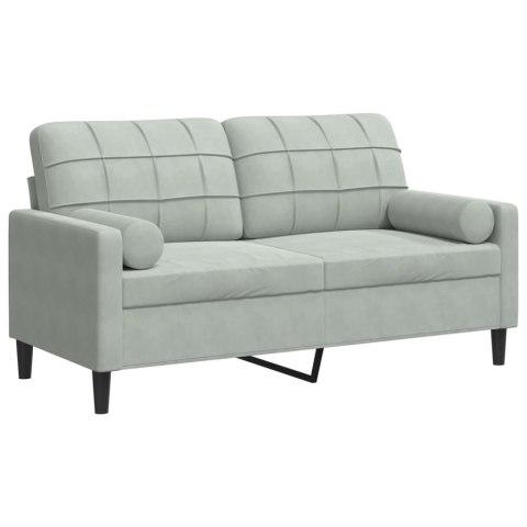  2-osobowa sofa z poduszkami, jasnoszara, 140 cm, aksamit