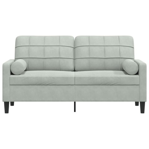  2-osobowa sofa z poduszkami, jasnoszara, 140 cm, aksamit