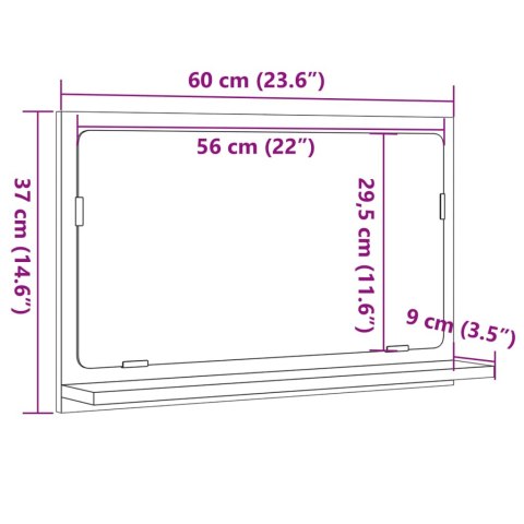  Szafka łazienkowa z lustrem, dąb sonoma, 60x11x37 cm