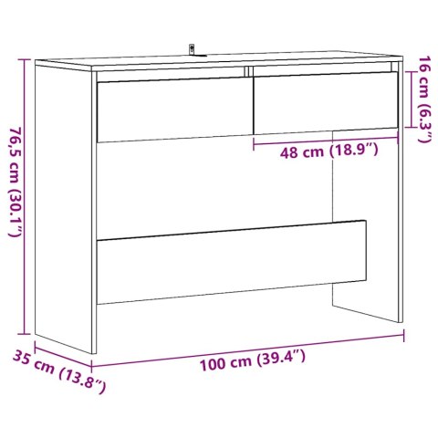  Stolik konsolowy, stare drewno, 100x35x76,5 cm