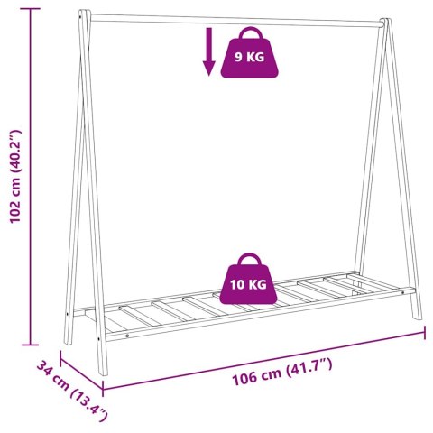  Wieszak na ubrania, z półkami, 106x34x102 cm, bambusowy