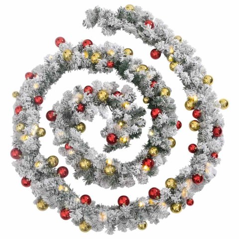  Świąteczna girlanda z bombkami i światłami LED, zielona, 10 m