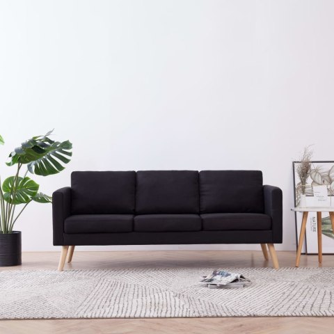  3-osobowa sofa tapicerowana tkaniną, czarna