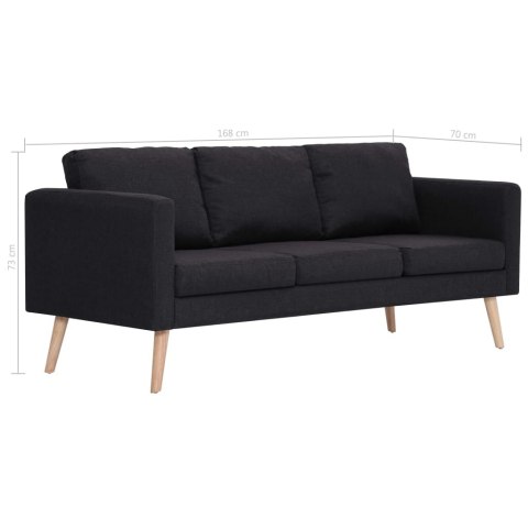  3-osobowa sofa tapicerowana tkaniną, czarna