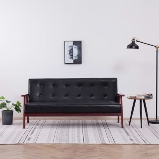  3-osobowa sofa, czarna, sztuczna skóra