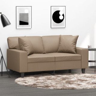  2-osobowa sofa z poduszkami, cappuccino, 120 cm, sztuczna skóra