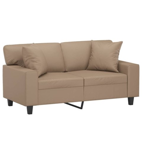  2-osobowa sofa z poduszkami, cappuccino, 120 cm, sztuczna skóra