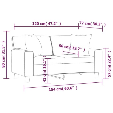  2-osobowa sofa z poduszkami, cappuccino, 120 cm, sztuczna skóra