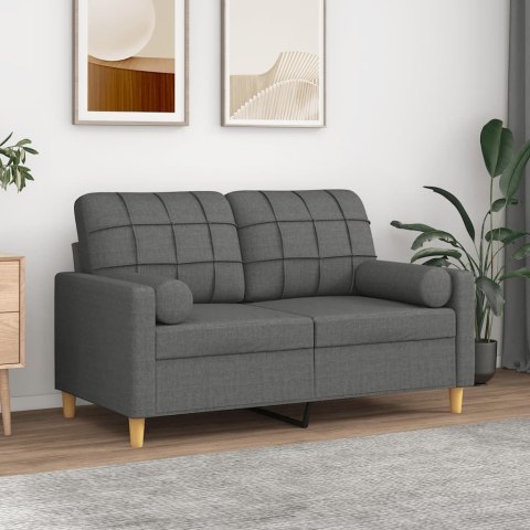  2-osobowa sofa z poduszkami, ciemnoszara, 120 cm, tkanina