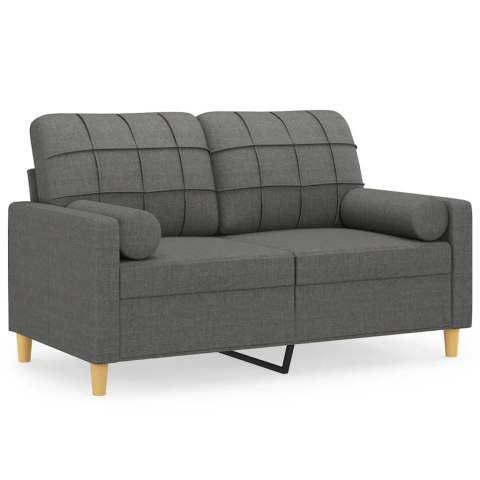  2-osobowa sofa z poduszkami, ciemnoszara, 120 cm, tkanina