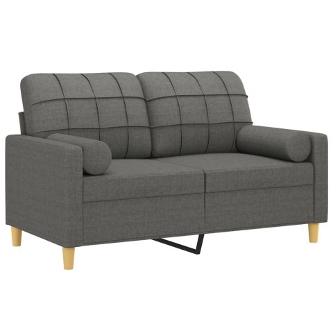  2-osobowa sofa z poduszkami, ciemnoszara, 120 cm, tkanina