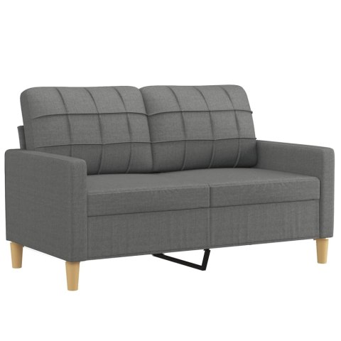  2-osobowa sofa z poduszkami, ciemnoszara, 120 cm, tkanina