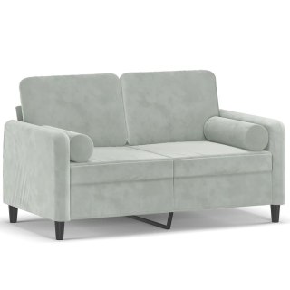  2-osobowa sofa z poduszkami, jasnoszara, 120 cm, aksamit