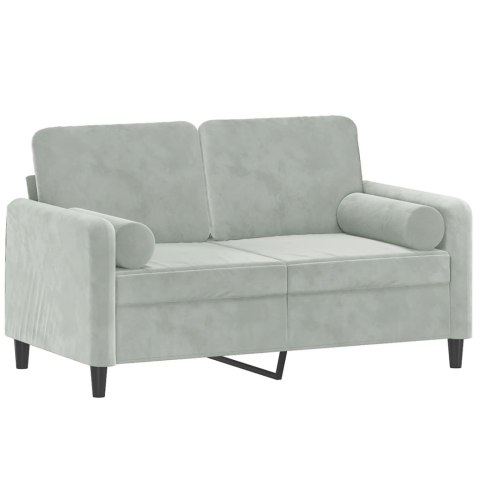  2-osobowa sofa z poduszkami, jasnoszara, 120 cm, aksamit