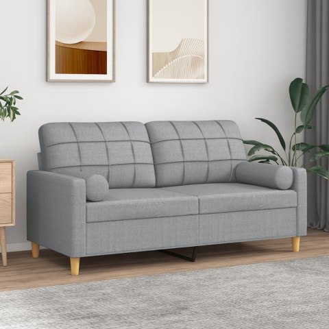  2-osobowa sofa z poduszkami, jasnoszara, 140 cm, tkanina